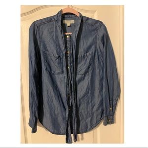 Michael Kors Neck Tie Denim L/S Shirt Size Medium